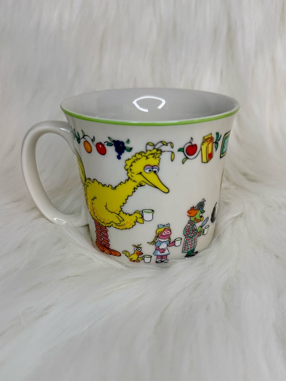 Vintage White Ceramic Sesame Street Mug